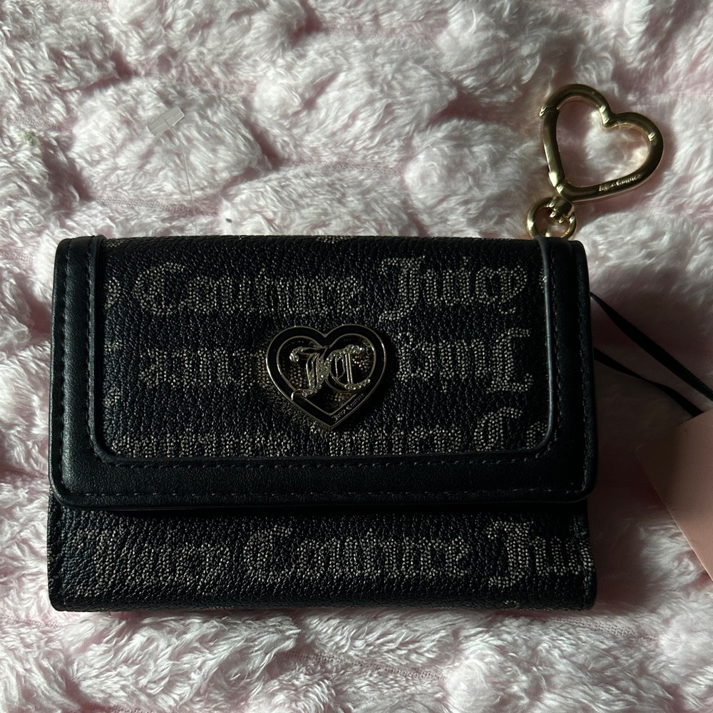 Juicy Couture Black Wallet with Gold Heart Charm